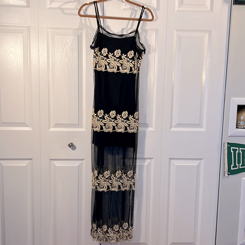 Ellie black strappy gown
